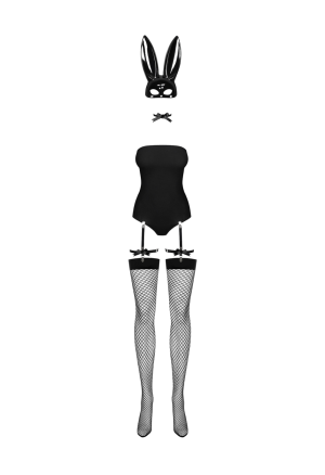 Strój króliczek z maską na twarz, chokerem i pończochami