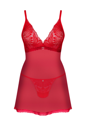 Czerwona koszulka z delikatnej siateczki oraz kwiatowej koronki