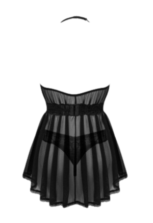 Seksowna koszulka z delikatnej siateczki z falbaniastym dołem