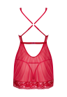 Czerwona babydoll z koronki oraz siateczki