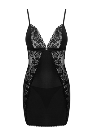 Zmysłowa koszulka ze wstawką z elastycznej koronki w kolorze czarnym