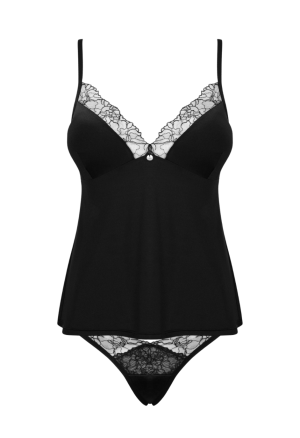 Zmysłowa, krótka koszulka oraz figi zdobione koronką