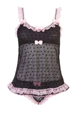 Rozkoszna, prześwitująca koszulka z różową koronką