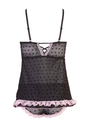 Rozkoszna, prześwitująca koszulka z różową koronką