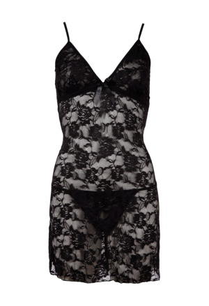 Rozkloszowana haleczka z czarnej, kwiecistej koronki