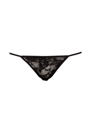 Rozkloszowana haleczka z czarnej, kwiecistej koronki