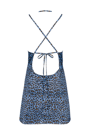 Koszulka damska w błękitnym kolorze ze wzorem panterki