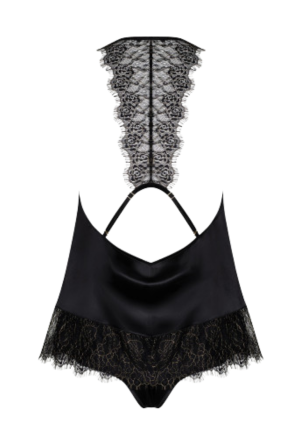 Piękny, satynowy komplet top i majteczki z dekoracją na plecach