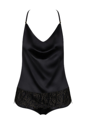 Piękny, satynowy komplet top i majteczki z dekoracją na plecach