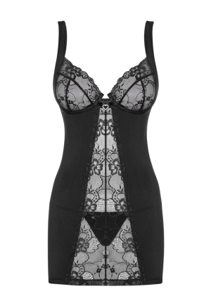 Koszulka z kwiatową koronką w kolorze czarnym