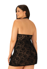 Czarna, koronkowa koszulka ze stringami