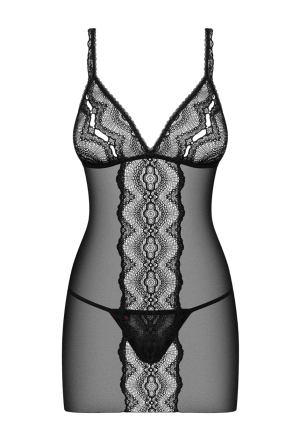 Czarna, kusząca koszulka na ramiączkach z koronką