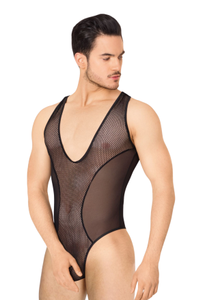 Męskie body z przeźroczystej siateczki