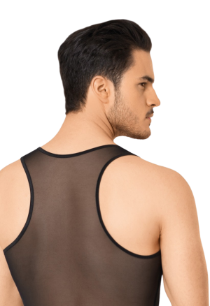 Męskie body z przeźroczystej siateczki