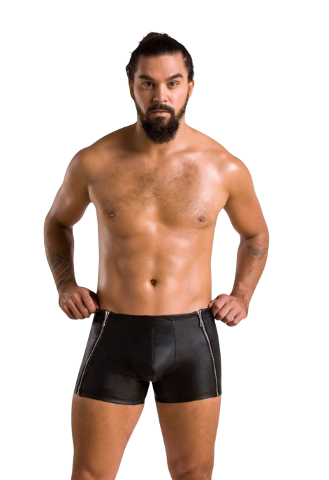 Wyrafinowane, czarne bokserki męskie z suwakami po bokach