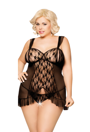 Czarna sukieneczka z pęknięciami na biuście