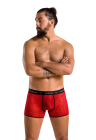 Pociągające, męskie bokserki z prześwitującej tkaniny w cętki w kolorze czerwonym
