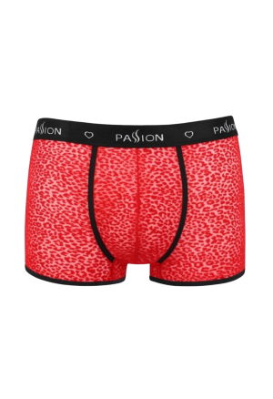 Pociągające, męskie bokserki z prześwitującej tkaniny w cętki w kolorze czerwonym