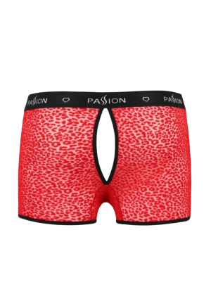 Pociągające, męskie bokserki z prześwitującej tkaniny w cętki w kolorze czerwonym