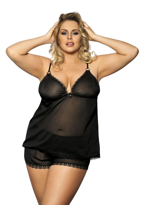 Pełen wdzięku czarny komplet - koszulka i szorty