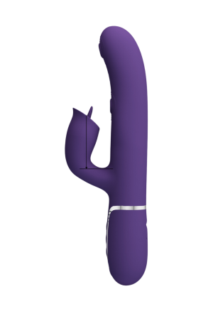 Fioletowy wibrator króliczek z funkcją delikatnych uderzeń i języczka