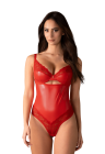 Czerwone body z wycięciem pod biustem