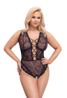 Powabne, koronkowe body z odkrytym kroczem - Plus Size
