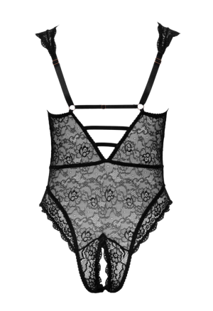 Powabne, koronkowe body z odkrytym kroczem - Plus Size