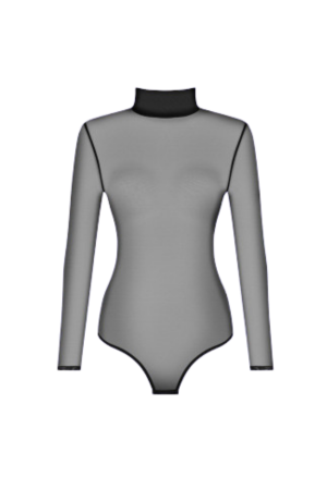 Klasyczne, czarne body z przezroczystego materiału