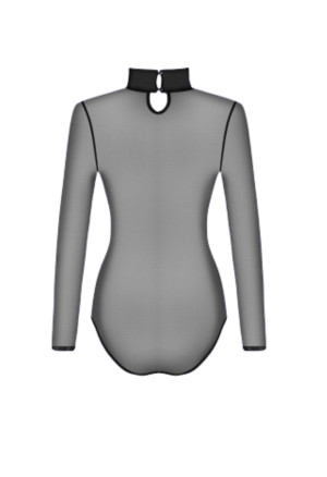 Klasyczne, czarne body z przezroczystego materiału