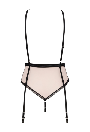 Czarujące body w pięknym kolorze różu wykończone czarnymi wstawkami