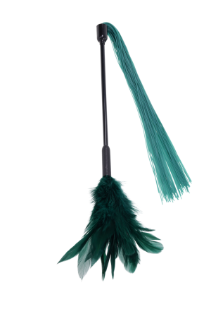 Dwustronny łaskotnik sensoryczny z piórami i silikonowymi paskami