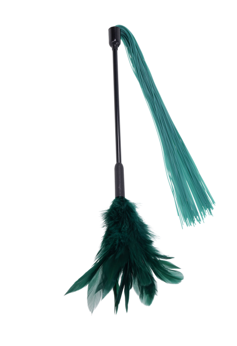 Dwustronny łaskotnik sensoryczny z piórami i silikonowymi paskami