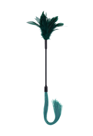 Dwustronny łaskotnik sensoryczny z piórami i silikonowymi paskami