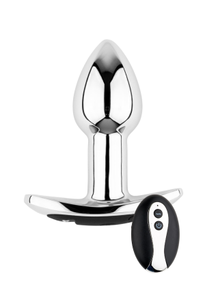 Metalowy korek analny z wibracją, sterowany pilotem - 7,5 cm