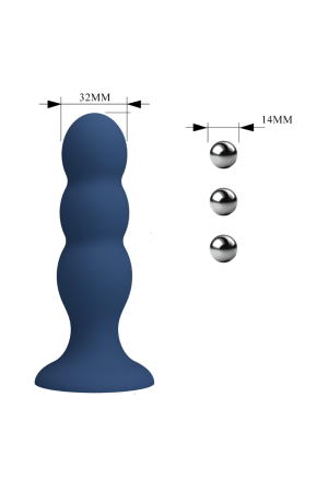Silikonowe koraliki analne z kulkami ze stali nierdzewnej i przyssawką - 13,5 cm