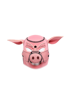 Neoprenowy kaptur BDSM – maska świnki z odpinanym kagańcem