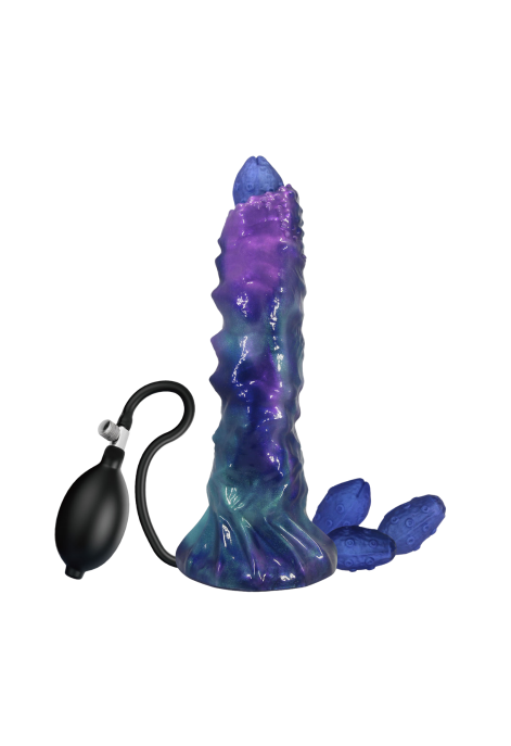 Fantazyjne  dildo z funkcją pompowania i przyssawką + zestaw jajek - 22,4 cm