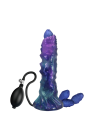 Fantazyjne  dildo z funkcją pompowania i przyssawką + zestaw jajek - 22,4 cm