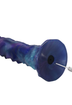 Fantazyjne  dildo z funkcją pompowania i przyssawką + zestaw jajek - 22,4 cm