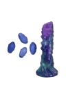 Fantazyjne  dildo z funkcją pompowania i przyssawką + zestaw jajek - 22,4 cm