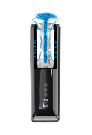 Automatyczny masturbator z rotacją i ruchem posuwistym w czarnym kolorze