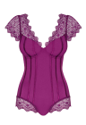 Purpurowe, koronkowe body z gładkiej tkaniny