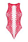 Czerwone, ozdobne body z otwartym krokiem