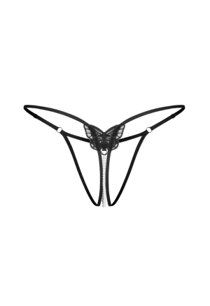 Stringi typu crotchless z ozdobnym detalem