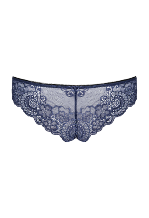 Eleganckie, koronkowe figi w niebieskim kolorze