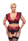 Ponętny zestaw bielizny w kolorze czerwonym z koronką - Plus Size
