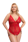 Ogniste, uwodzicielskie body z czerwonej koronki - Plus Size