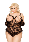 Zmysłowe body z otwartymi miseczkami - plus size, czarne