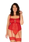 Czerwony gorset z koronką w rozmiarze plus size
